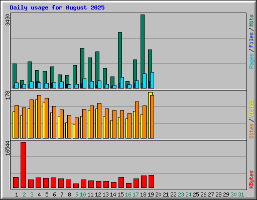 Daily usage for August 2025